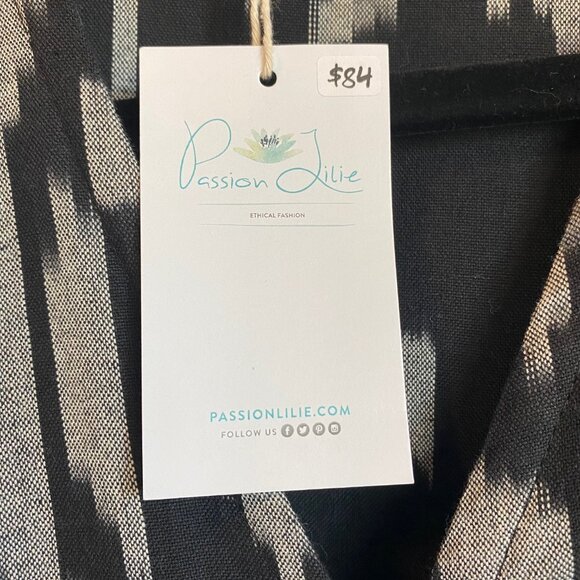 Fair Trade Genuine Ikat Black Cotton Wrap Dress NWT Extra Small Passion Lilie - Picture 6 of 12